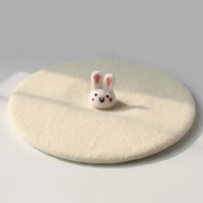 Cute rabbit autumn and winter painter hat Milky White - Shop at LoveMi