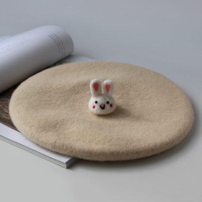 Cute rabbit autumn and winter painter hat Beige - Shop at LoveMi