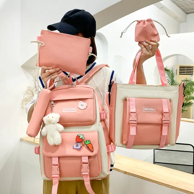 Canvas Backpack Women Korean Harajuku Pink - Shop at LoveMi