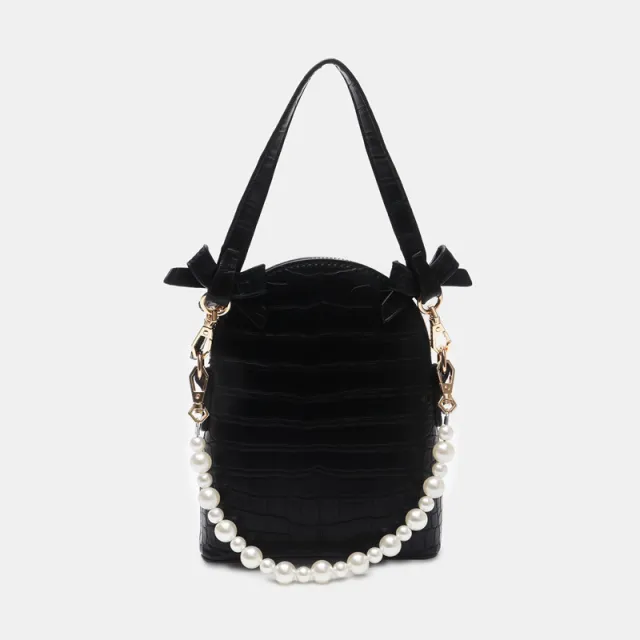 Fashion Trend Shell Pearl Bow Bag Black - Shop at LoveMi
