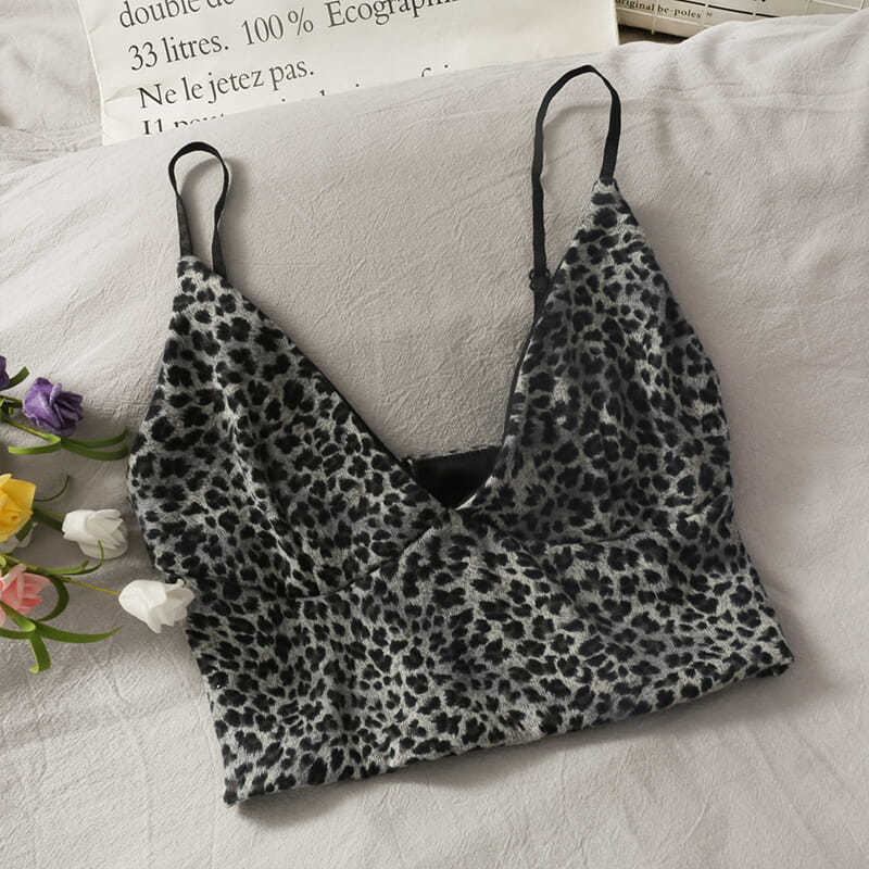 Be Careful Of The Machine Leopard Print Short Inside And Outside Wear Tube Top Camisole Female Sense Small Vest