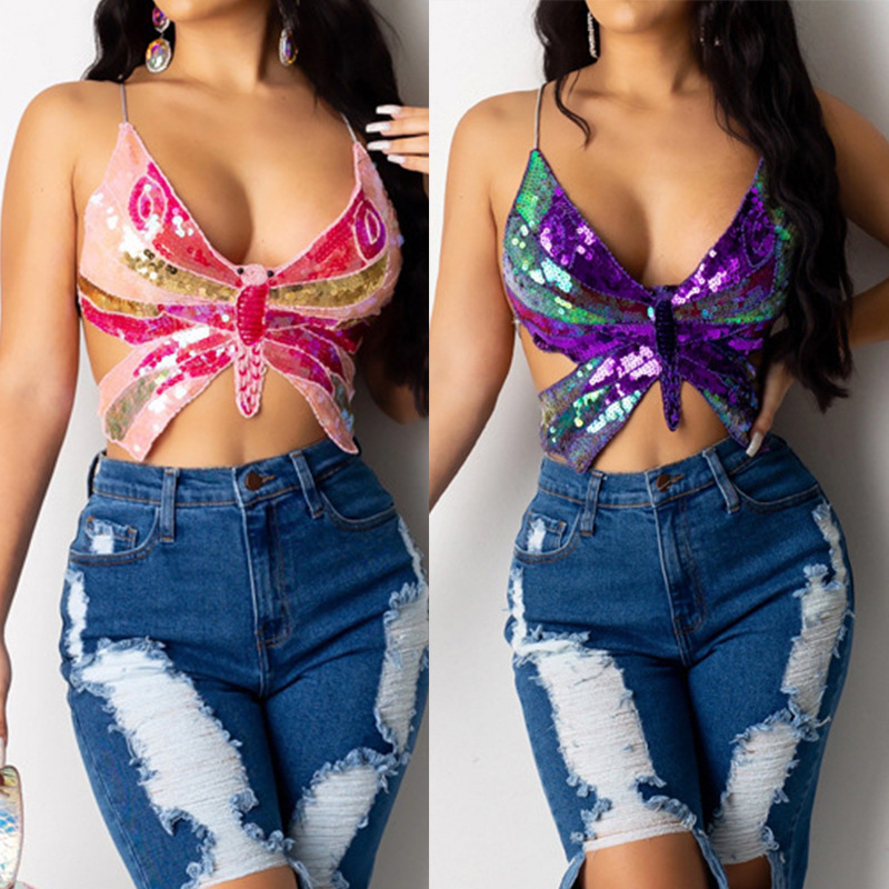 Title 1, Se Xy Camisole Suspenders Butterfly Sequined To...