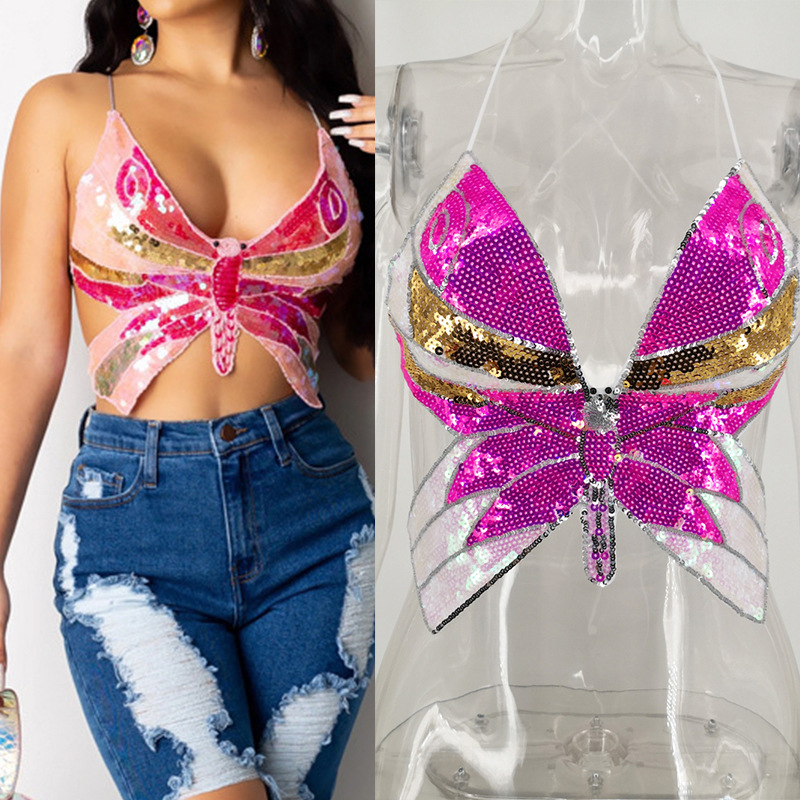 Title 3, Se Xy Camisole Suspenders Butterfly Sequined To...