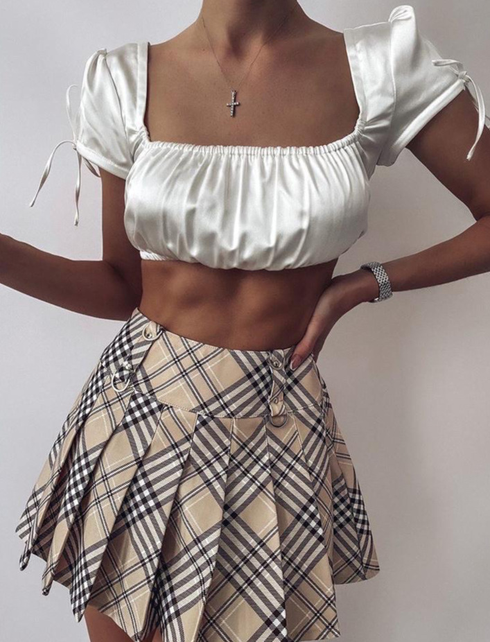 Print Slim And Versatile Pleated  Skirt