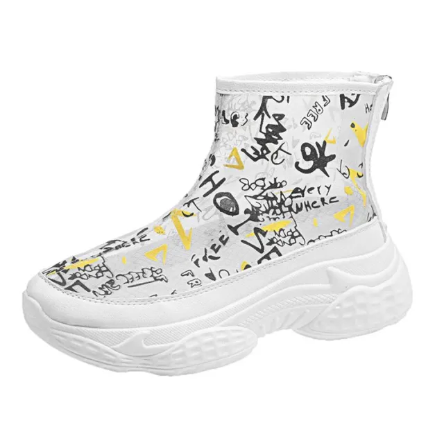 High top Flat Shoes Hand Drawn Doodle Women's Shoes White - Shop at LoveMi