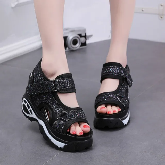 Women'S Thick Soled Wedges Platform Platform Platform Shoes Casual Shoes Women'S Increase Black - Shop at LoveMi