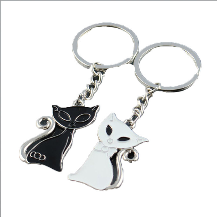 Cat Keychain Ring Ornament-Accessory Cute Couple Lovers Enamel Jewelry Fashion for Alloy