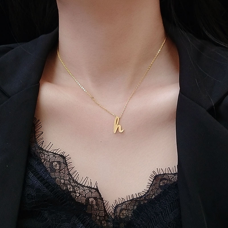 H Letter Lucky Necklace Titanium Steel Plated Real Gold