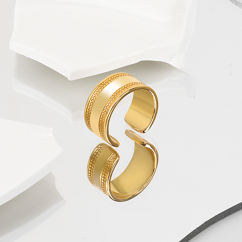 Fashion Personality Retro Olive Branch Ring Korean Trend Wide Glossy Jewelry Ring Accessories