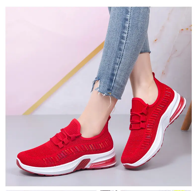 Women's Low-top Casual Sports Running Shoes With Thick-soled Cushioned White Shoes