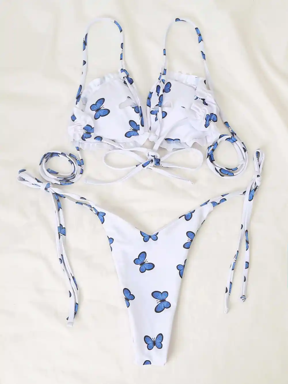 New Butterfly Print Swimsuit Lace Thong Women Bikini