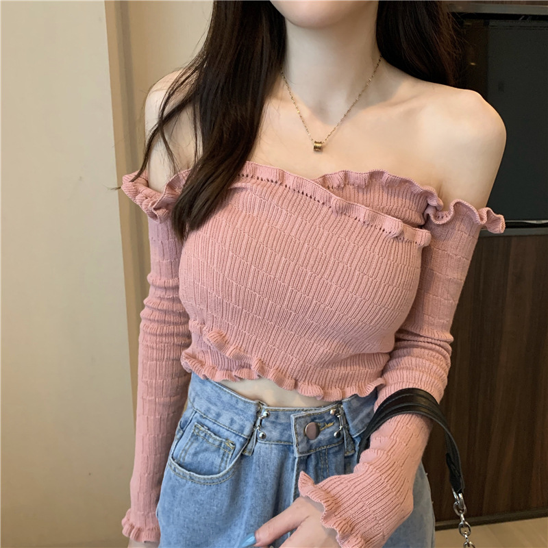 Title 3, One-Shoulder-Bluse Damen neuer koreanischer Sti...