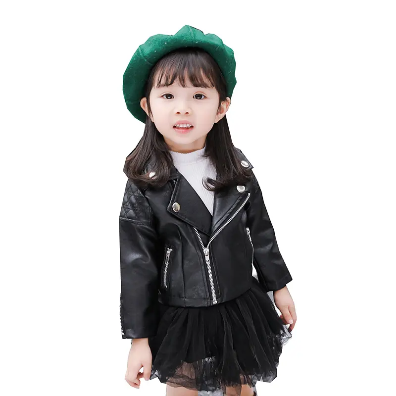 Children Autumn Motorcycle Jacket Toddler Kids Pu Leather Coat