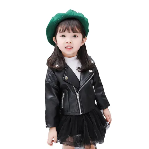 Children Autumn Motorcycle Jacket Toddler Kids Pu Leather Coat