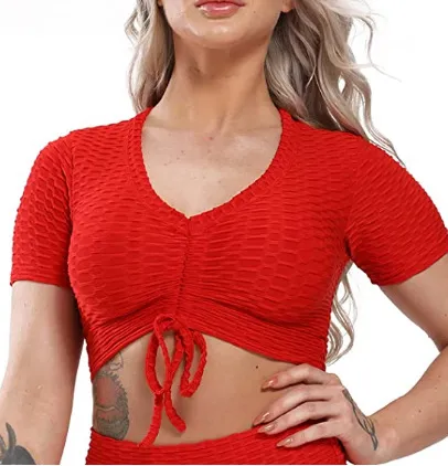 Women's Gym Workout Yoga Navel Bare Sports Bra Red - Shop at LoveMi
