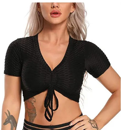 Women's Gym Workout Yoga Navel Bare Sports Bra Black - Shop at LoveMi
