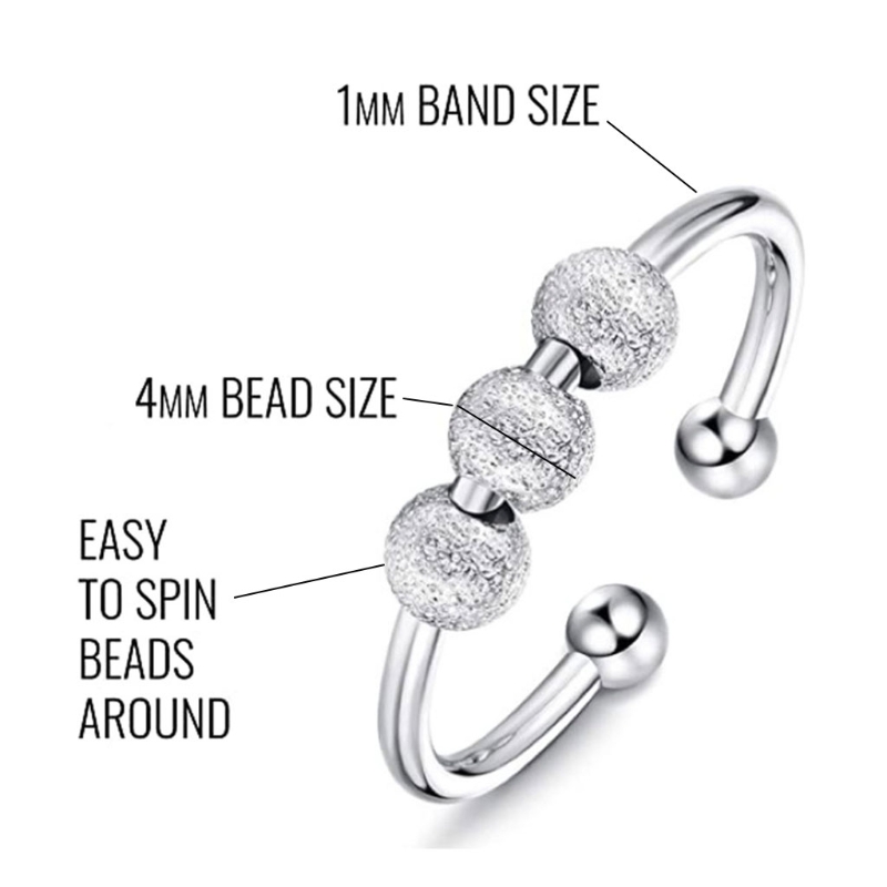 Fashionable Metal Rotating Beads, Peace And Anxiety Ring, A Valentine'S Day Jewelry Gift To Relieve Stress
