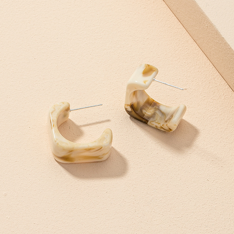 Popular Super Large Earrings Acrylic Exaggerated Korean Earrings Retro Earrings Sweet Fashion Silver Needle S925 Temperament