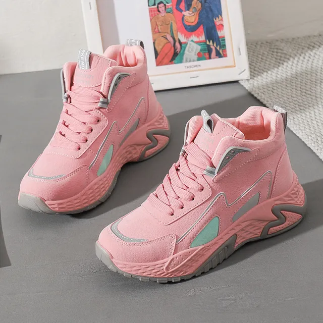 New Leather Waterproof High Help Big Children 10 Autumn And Winter 12 Girls Sneakers Pink - Shop at LoveMi