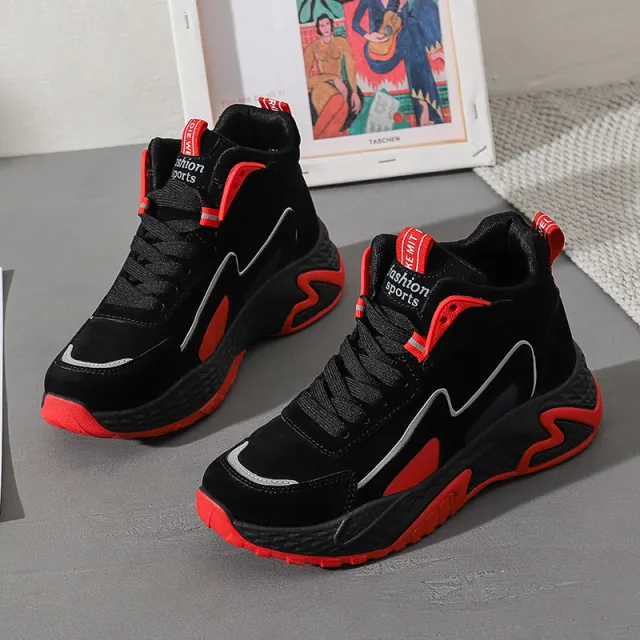 New Leather Waterproof High Help Big Children 10 Autumn And Winter 12 Girls Sneakers Black - Shop at LoveMi