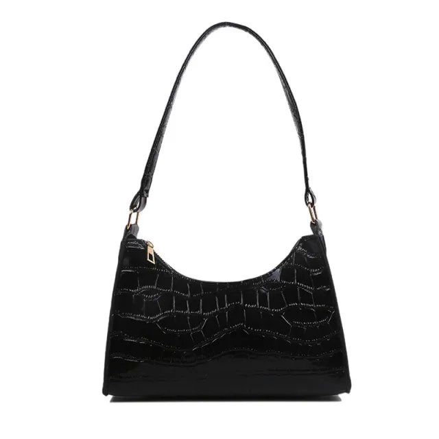 Spot Spring New Korean Pu Women's Bag Pure Color Crescent Bag Shoulder Bag Black - Shop at LoveMi