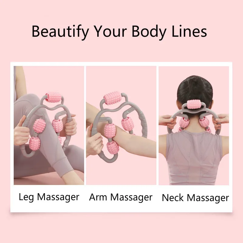 U Shape Trigger Point Massage Roller Full Body Massage Tool Arm Leg Neck Muscle Massager 4 Wheels Fitness Device For Sports – image 5