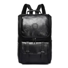 College Style Student Retro Casual Fashion Backpack - Black - View 1