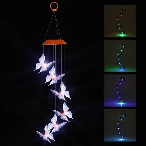 Solar Powered LED Wind Chime Light Hanging Color-Changing Yard
