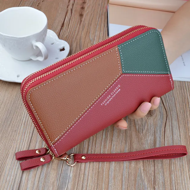 New Double Zipper Hand Wallet Women"s Maroon - Shop at LoveMi