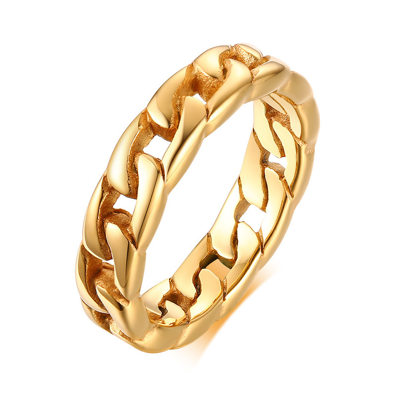 Net Red Stainless Steel Casting Chain Ring Empty Holder Index Finger Ring Female Gold