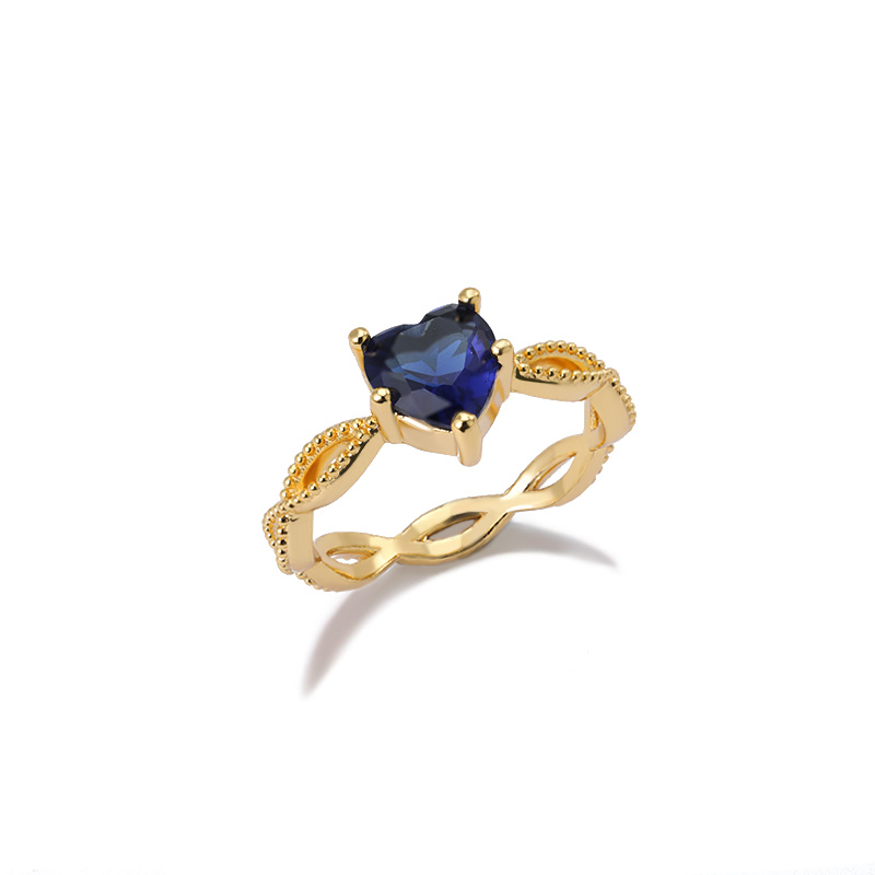 Korean Simple Ring New Rings Women'S Mouth Adjustable Zircon Cuban Chain Ring Heart Ring