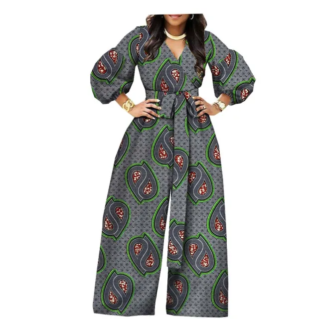 New Style African Ethnic Printed And Dyed Wax Cloth Cotton Printed Real Wax Ladies Jumpsuit - Shop at LoveMi