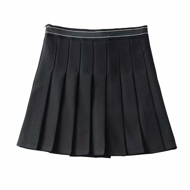 Excellent Quality And Style. American Retro Gray Pleated Skirt Skirt. Female High-Waisted Short Skirt.