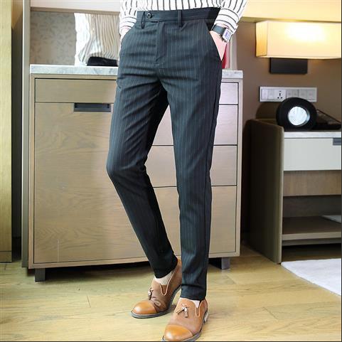 Title 1, Mens Straight Slim Fit All-Match Striped Casua...