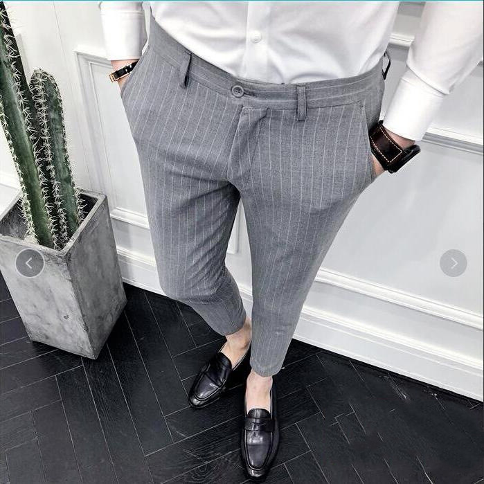 Title 2, Mens Straight Slim Fit All-Match Striped Casua...