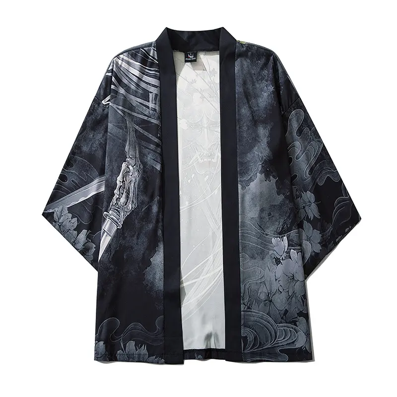 New Style Demon Printing Cardigan Men Cosplay Obi Male