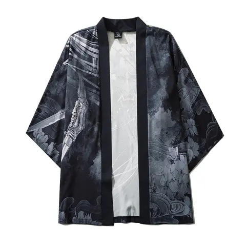 New Style Demon Printing Cardigan Men Cosplay Obi Male