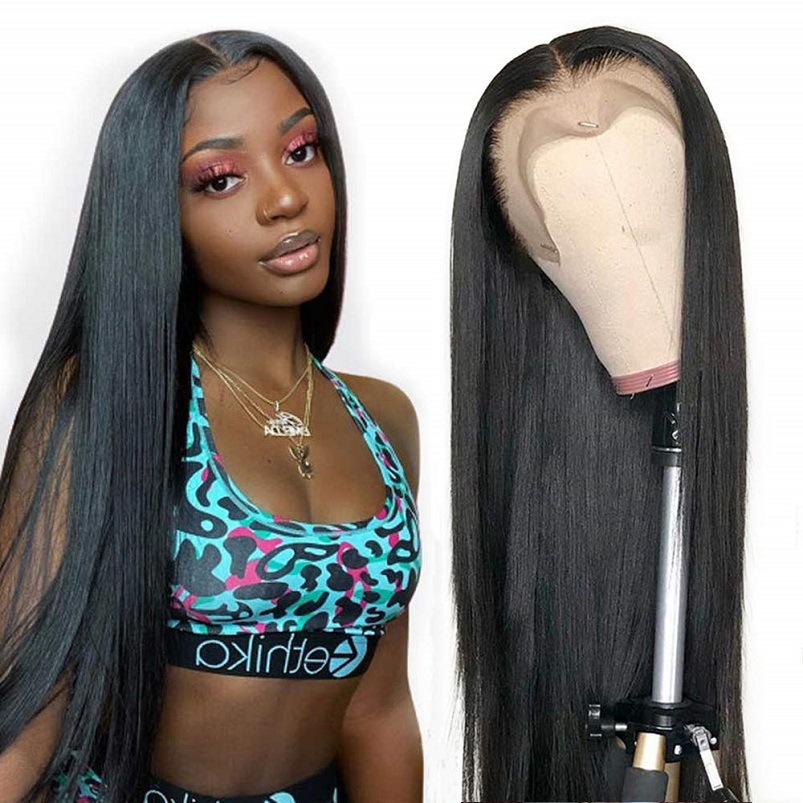 European And American Wig Women's Black Front Lace Split Long Straight Hair Chemical Fiber Headgear Cross Border For Manufacturers In Stock 14Inches - Shop at LoveMi