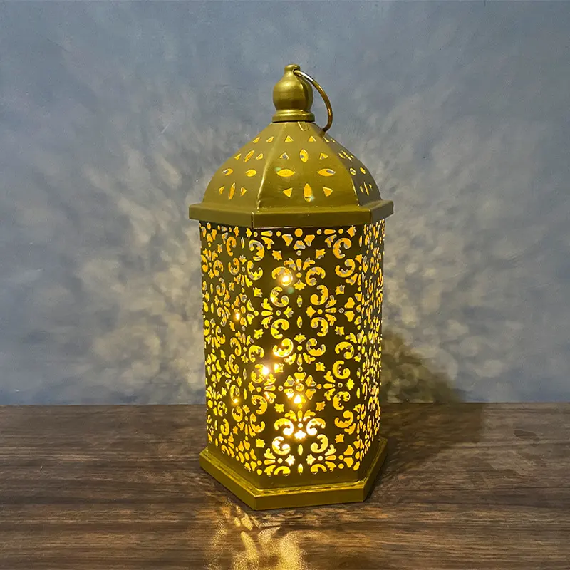 Home Decor Metal Lantern Eid Mubarak Night Led Ramadan