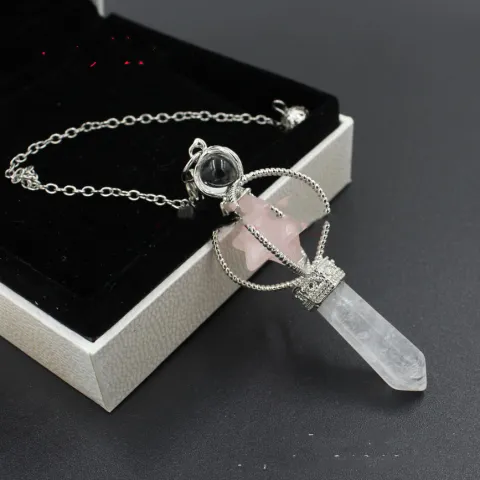 Rose Quartz Merkaba Pendulum, rose quartz