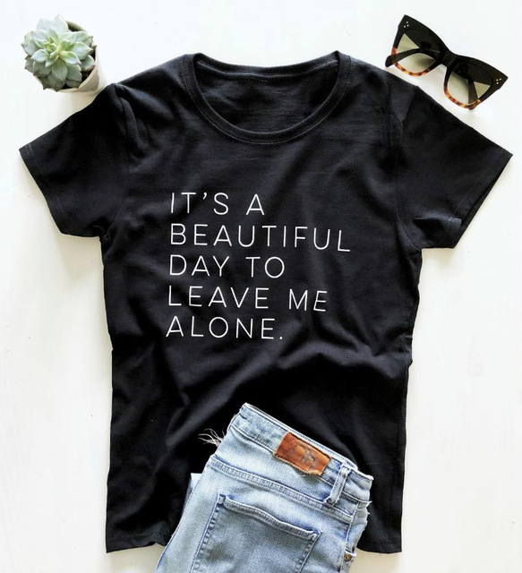 Title 4, Let Me Be Alone Ladies T-Shirt Casual Funny T-S...