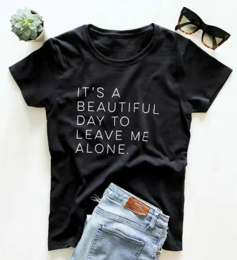 Let Me Be Alone Ladies T-Shirt Casual Funny Top