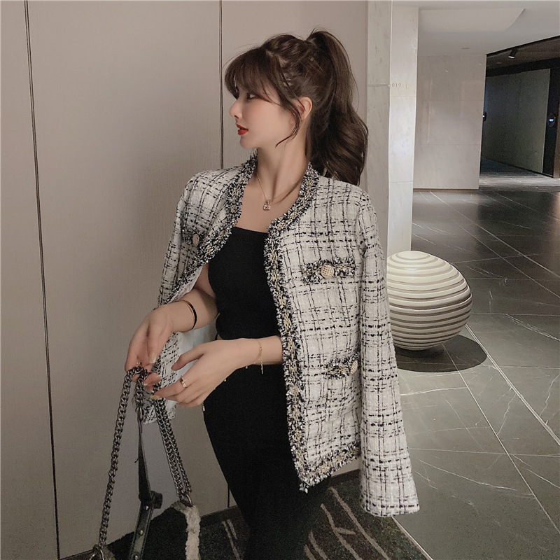 Little Fragrant Retro Tweed Short Jacket Korean Style Loose Temperament Cardigan
