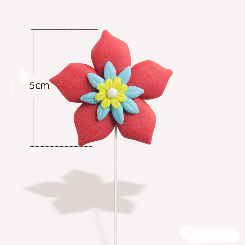 Pink flamingo cake topper tropical party summer flower (red)