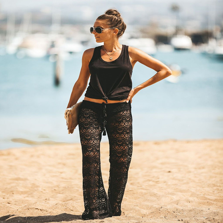 Title 4, New European And American Lace Hollow Beach Pants