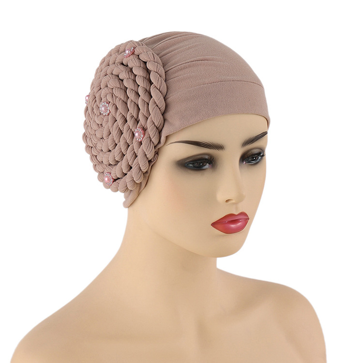  Muslim European And American Side Braids Set Diamonds, Monochrome Milk Silk Toe Caps, Indian Caps In Stock