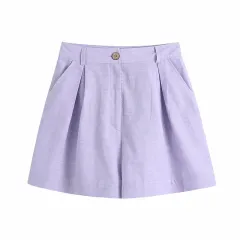 Summer New Women's Clothing European And American Style Wooden Button Holiday Shirt Casual Shorts - Shorts-S - View 1
