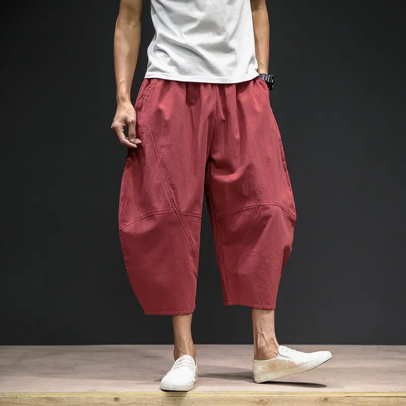 Men's cropped bloomers loose wide-leg pants plus