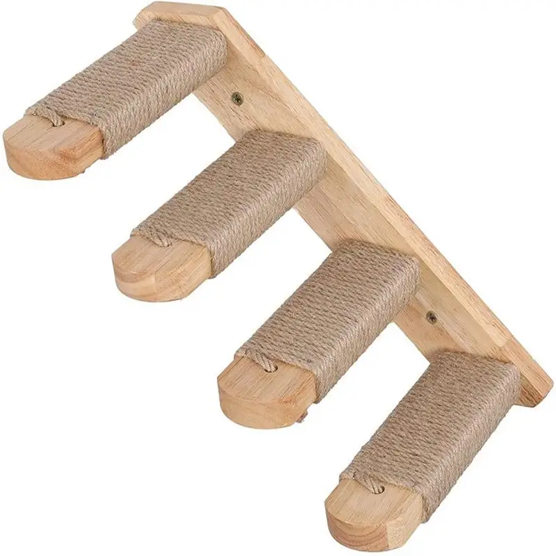 Cat Wooden Wall Hanging Ladder Pine Springboard Stairs Cat Toy Multi-layer