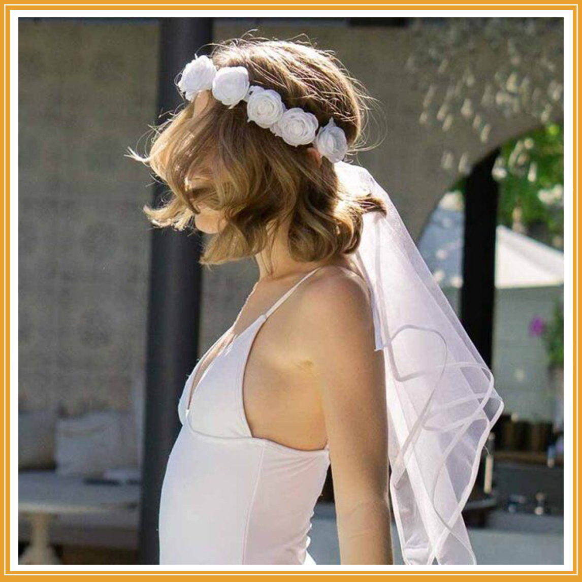 Bridal Wreath Veil White And White Rose Wreath Veil Bachelor Party — foto 3